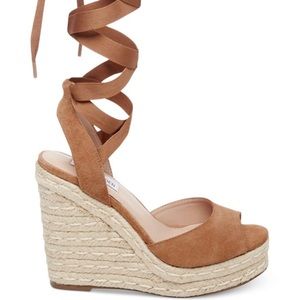 Steve Madden Suede Secret Ankle-tie lace-up wedges with espadrille heel